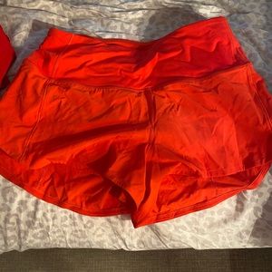 Lululemon hi rise orange speed up short